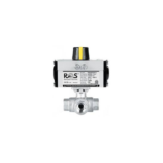 Zaw&oacute;r kulowy - tr&oacute;jdrogowy z kołnierzem ISO 5211 KULA "T" TYP BV521 z napędem dwustronnego działania - PDA PDBV521 FG08 S6P RQS