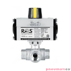 Zaw&oacute;r kulowy - tr&oacute;jdrogowy z kołnierzem ISO 5211 KULA "T" TYP BV521 z napędem dwustronnego działania - PDA PDBV521 FG10 S6P RQS