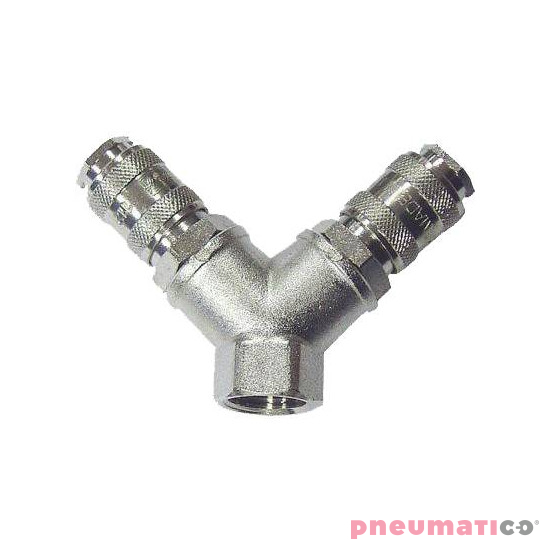 Dw&oacute;jnik z szybkozłączami gw. wew. 0134.4 1/4" GAV