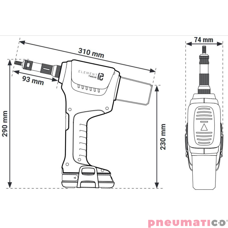 Nitownica akumulatorowa do nitonakrętek Scell-it E-12 Element 12 M6-M12