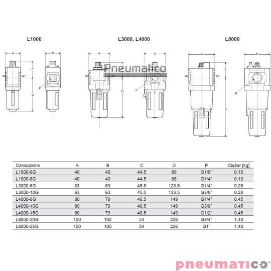 Naolejacz CLD L1000-8G 1/4 