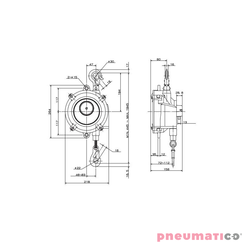 Balanser linkowy ENDO EWF30 22-30kg 1500mm Balanser linkowy ENDO EWF30 22-30kg 1500mm