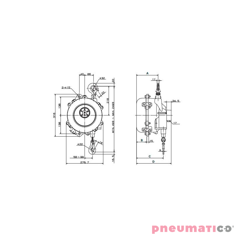 Balanser linkowy ENDO EWF90 70-90kg 2000mm