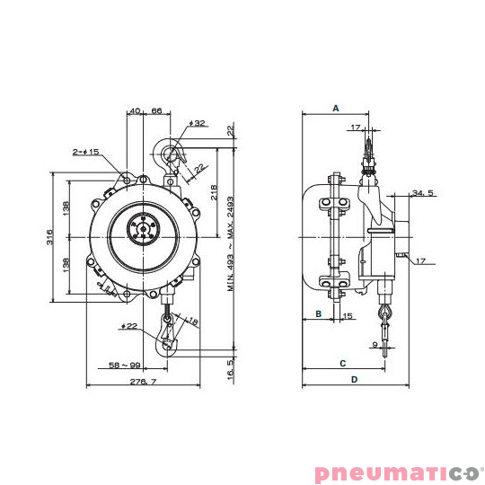 Balanser linkowy ENDO EWF105 85-105kg 2000mm Balanser linkowy ENDO EWF105 85-105kg 2000mm