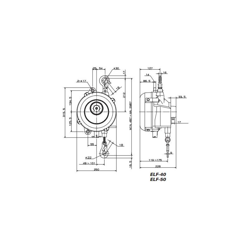 Balanser linkowy ENDO ELF40 30-40kg 2500mm Balanser linkowy ENDO ELF40 30-40kg 2500mm