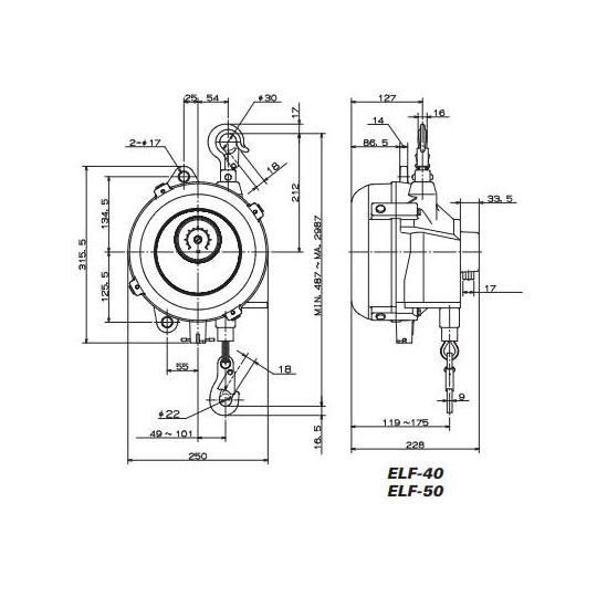 Balanser linkowy ENDO ELF40 30-40kg 2500mm Balanser linkowy ENDO ELF40 30-40kg 2500mm