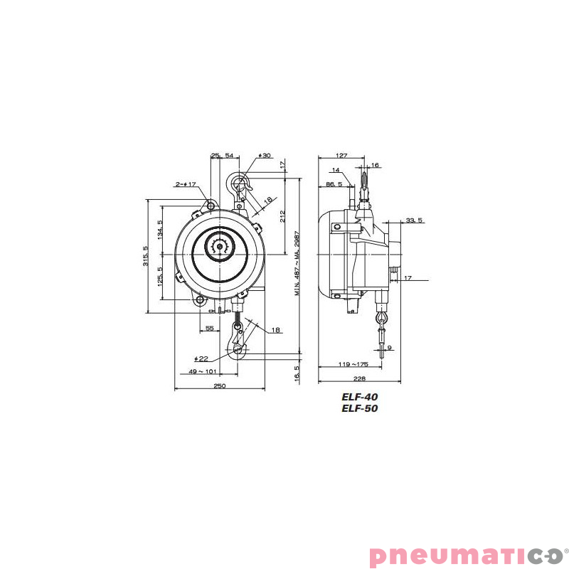 Balanser linkowy ENDO ELF50 40-50kg 2500mm Balanser linkowy ENDO ELF50 40-50kg 2500mm