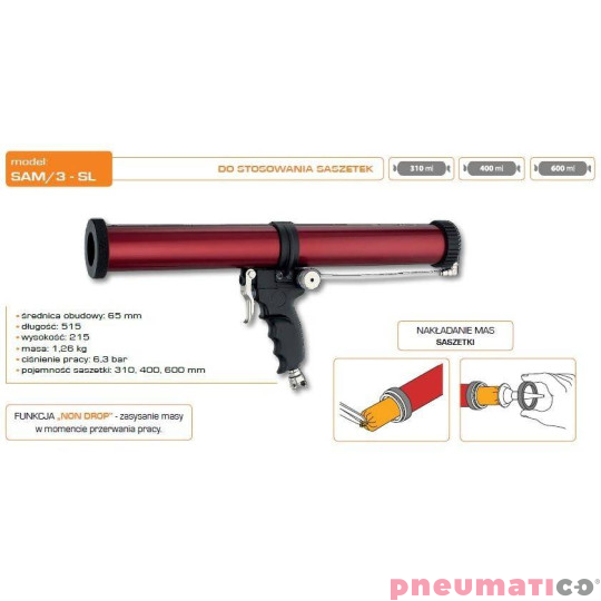 Wyciskacz do mas silikonowych w ANI SAM/3-SL Wyciskacz do mas silikonowych w ANI SAM/3-SL