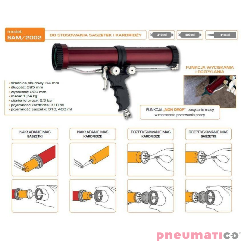 Wyciskacz do mas w saszetkach i kartuszach 2 w 1 ANI SAM/2002