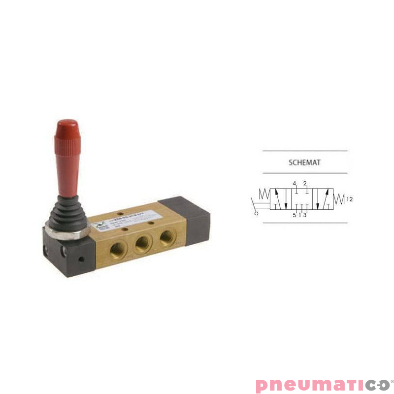 Zawór ręczny z dźwignią boczną trójpozycyjną 5/3 PNEUMAX 1/8 Czerwony 228.53.31.9.1/1 Zawór ręczny z dźwignią boczną trójpozycyjną 5/3 PNEUMAX 1/8 Czerwony 228.53.31.9.1/1