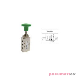 Zaw&oacute;r ręczny z przyciskiem typu grzybek i sprężyną 5/2 PNEUMAX M5 Zielony 105.52.8.1/3