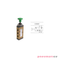 Zawór ręczny z przyciskiem dwupozycyjnym typu grzybek 5/2 PNEUMAX 1/8 Zielony 228.52.8/3