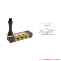 Zaw&oacute;r ręczny z dźwignią boczną tr&oacute;jpozycyjną 5/3 PNEUMAX