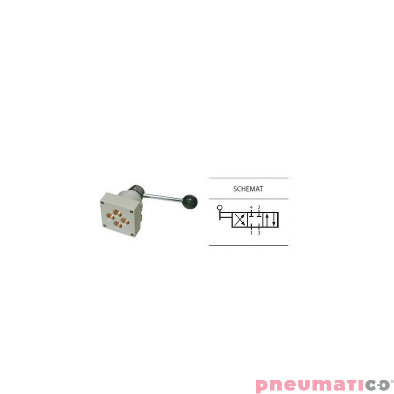 Zaw&oacute;r ręczny dźwigniowy TEKMA 4/3 centralnie odcięty G1/2" TGA-34-S-15