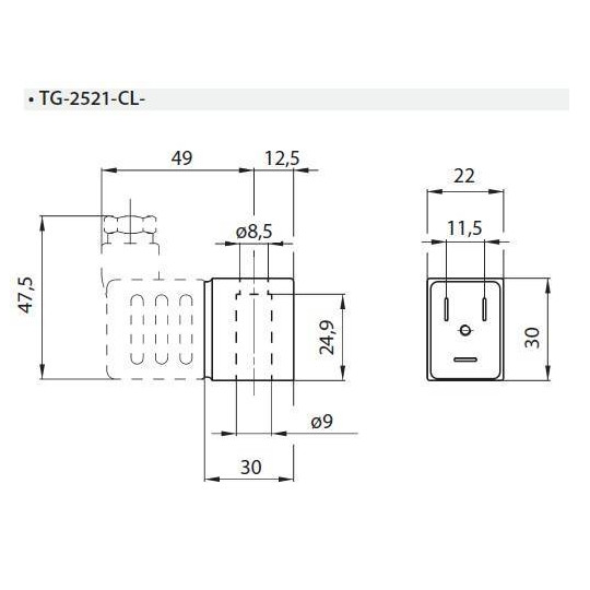 Cewka do elektrozaworu z wtyczką LED 24VDC TEKMA TG-2521-CL-DC_24V Cewka do elektrozaworu z wtyczką LED 24VDC TEKMA TG-2521-CL-DC_24V