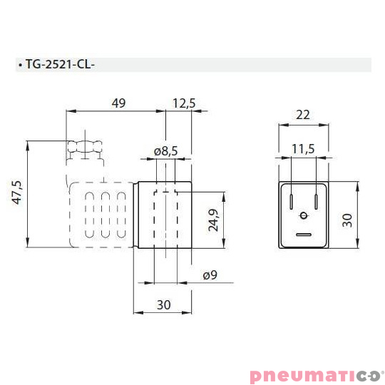 Cewka do elektrozaworu z wtyczką LED 12VDC TEKMA TG-2521-CL-DC_12V