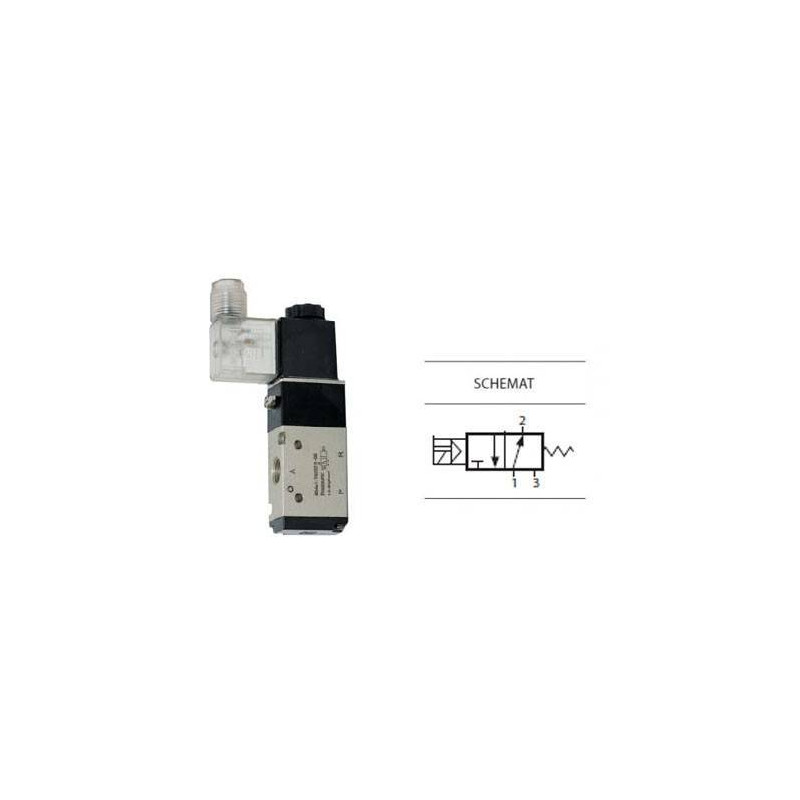 Zawór elektropneumatyczny 3/2 sterowany jednostronnie TEKMA TG-2321-08NO-DC12 NO 1/4" 12VDC Zawór elektropneumatyczny 3/2 sterowany jednostronnie TEKMA TG-2321-08NO-DC12 NO 1/4" 12VDC