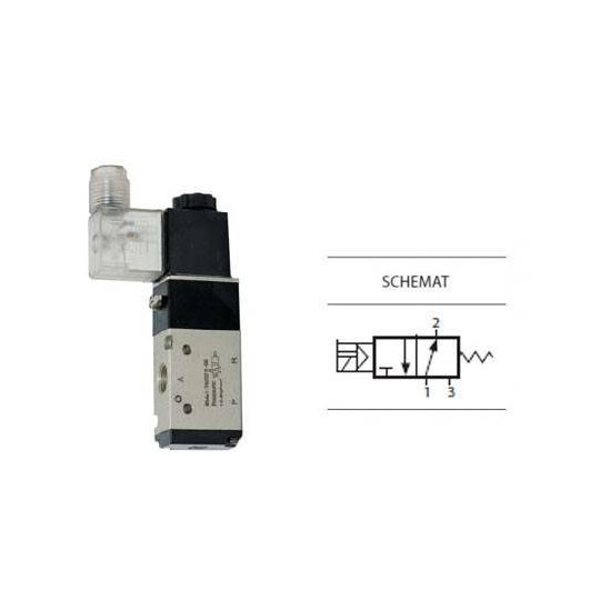 Zawór elektropneumatyczny 3/2 sterowany jednostronnie TEKMA TG-2321-08NO-DC12 NO 1/4" 12VDC Zawór elektropneumatyczny 3/2 sterowany jednostronnie TEKMA TG-2321-08NO-DC12 NO 1/4" 12VDC