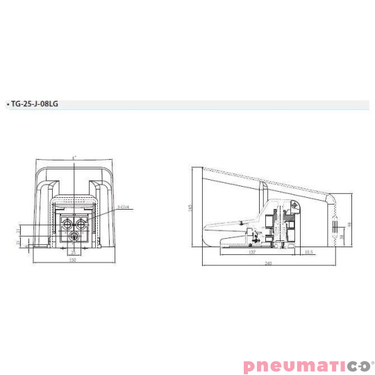 Zawór nożny w obudowie TEKMA 5/2 G3/8" z blokadą TG-25-J-10LG Zawór nożny w obudowie TEKMA 5/2 G3/8" z blokadą TG-25-J-10LG