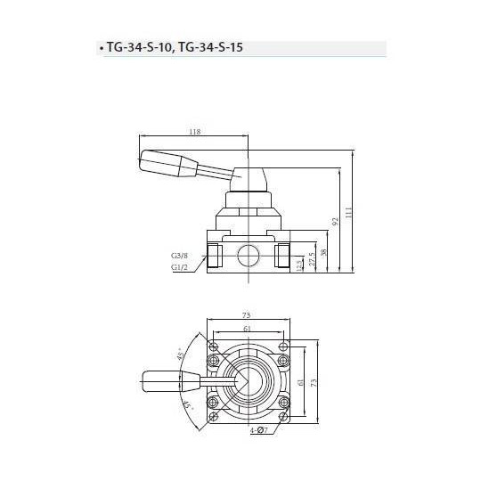 Zaw&oacute;r ręczny z dźwignią TEKMA 4/3 G3/8" centralnie odpowietrzony TG-34-S-10E
