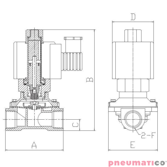 Elektrozaw&oacute;r sterowany bezpośrednio 2/2 1/4" TEKMA TD-08-AC110