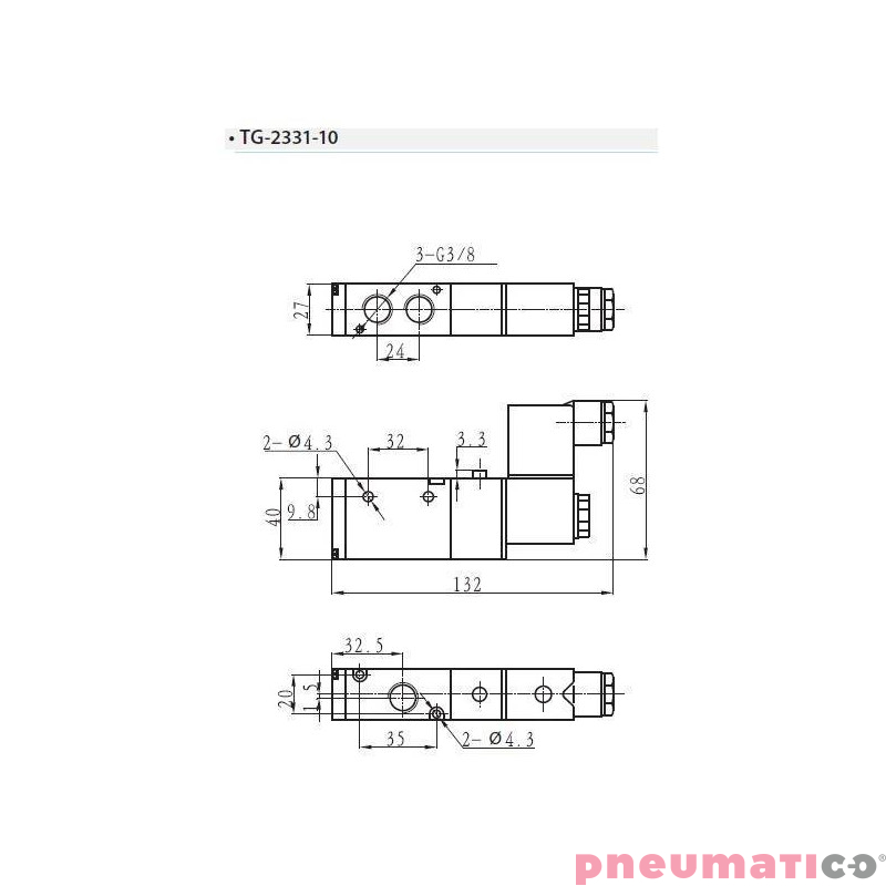 Zawór elektropneumatyczny TEKMA jednostronny monostabilny 3/2 3/8" NC 12VDC TG-2331-10-DC12V Zawór elektropneumatyczny TEKMA jednostronny monostabilny 3/2 3/8" NC 12VDC TG-2331-10-DC12V