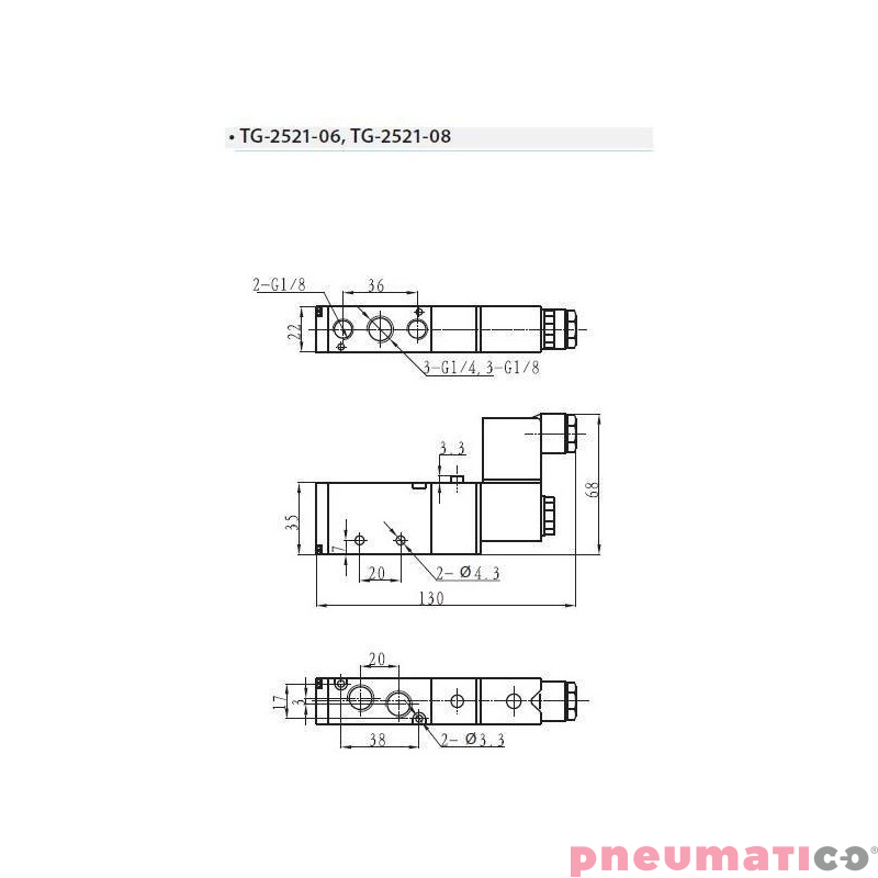Zawór elektropneumatyczny jednostronny monostabilny 5/2 1/4" TEKMA TG-2521-08-AC110V NC 110VAC Zawór elektropneumatyczny jednostronny monostabilny 5/2 1/4" TEKMA TG-2521-08-AC110V NC 110VAC
