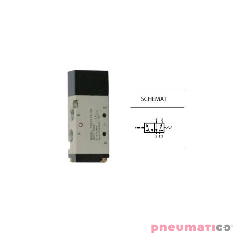 Zawór pneumatyczny jednostronny monostabilny 5/2 G1/2" TEKMA TG-2541A-15 Zawór pneumatyczny jednostronny monostabilny 5/2 G1/2" TEKMA TG-2541A-15