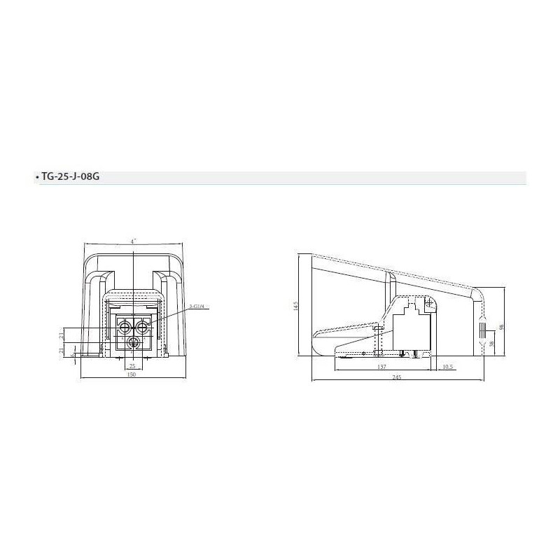 Zawór nożny w obudowie 5/2 G3/8" TEKMA TG-25-J-10G Zawór nożny w obudowie 5/2 G3/8" TEKMA TG-25-J-10G