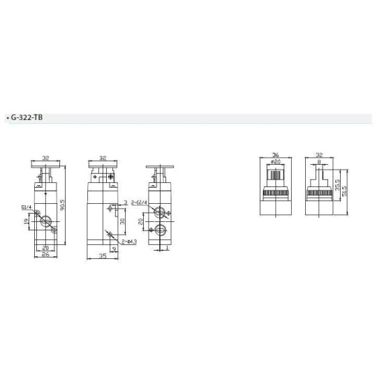 Zaw&oacute;r ręczny typu pokrętło TEKMA G-322TB 3/2 NC G1/4"