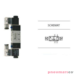Zaw&oacute;r elektropneumatyczny TEKMA dwustronny, bistabilny z elementem ręcznego przesterowania 5/2 1/4" TG-2522-08 NC 24VAC