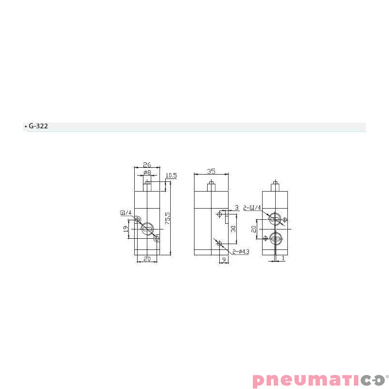 Zaw&oacute;r mechaniczny popychacz TEKMA G-322 3/2 G1/4" NC