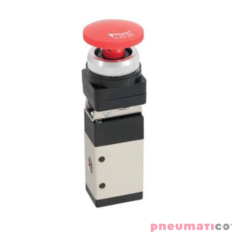 Zaw&oacute;r ręczny z przyciskiem typu grzybek TEKMA 3/2 NC G-322-EB G1/4"