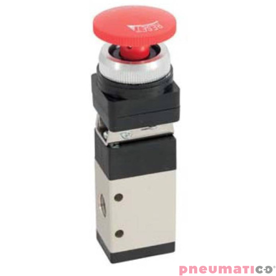 Zaw&oacute;r ręczny z przyciskiem typu grzybek TEKMA 3/2 NC G-322-EB G1/4"