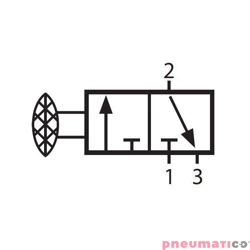 Zaw&oacute;r ręczny z przyciskiem typu grzybek TEKMA 3/2 NC G-322-EB G1/4"