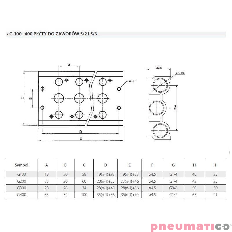Płyta przyłączeniowa do zawor&oacute;w 5/2 TEKMA G200-4T 4 zawory