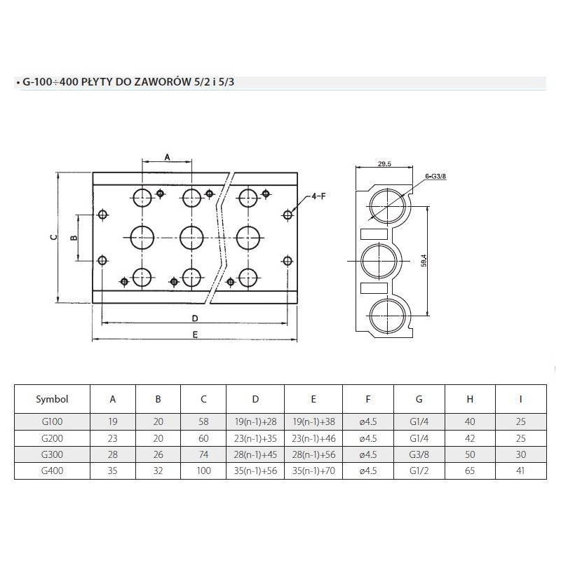 Płyta przyłączeniowa do zaworów 5/2 TEKMA G200-10T 10 zaworów Płyta przyłączeniowa do zaworów 5/2 TEKMA G200-10T 10 zaworów