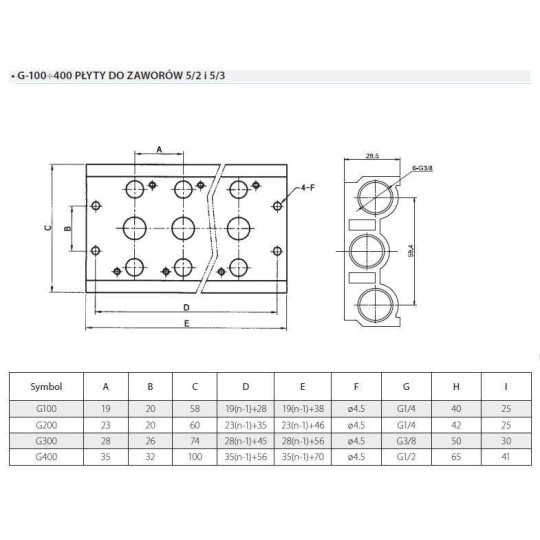 Płyta przyłączeniowa do zaworów 5/2 TEKMA G200-10T 10 zaworów Płyta przyłączeniowa do zaworów 5/2 TEKMA G200-10T 10 zaworów