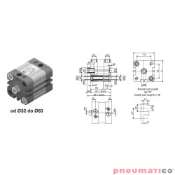 Siłownik profilowy ISO21287 1540 PNEUMAX &Oslash; 63 skok 150