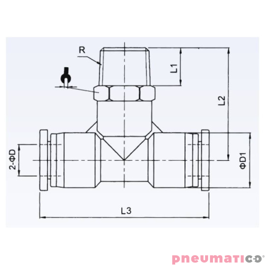 Trójnik typ T RQST na przewód 8 mm z gwintem zew. 3/8" RQST388 Trójnik typ T RQST na przewód 8 mm z gwintem zew. 3/8" RQST388