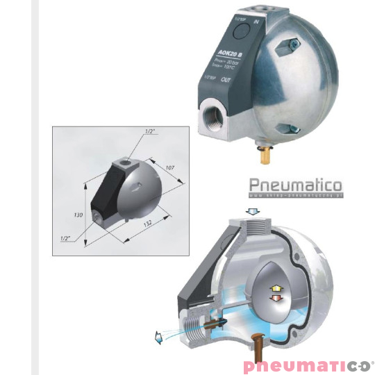 Automatyczny spust do zbiorników ciśnieniowych 1/2 AOK20B Automatyczny spust do zbiorników ciśnieniowych 1/2 AOK20B