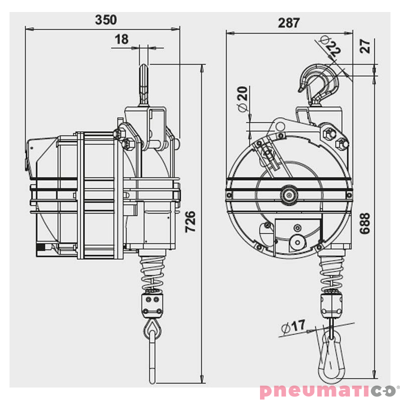 Balanser linkowy 9422 TECNA 100-120kg 2500mm