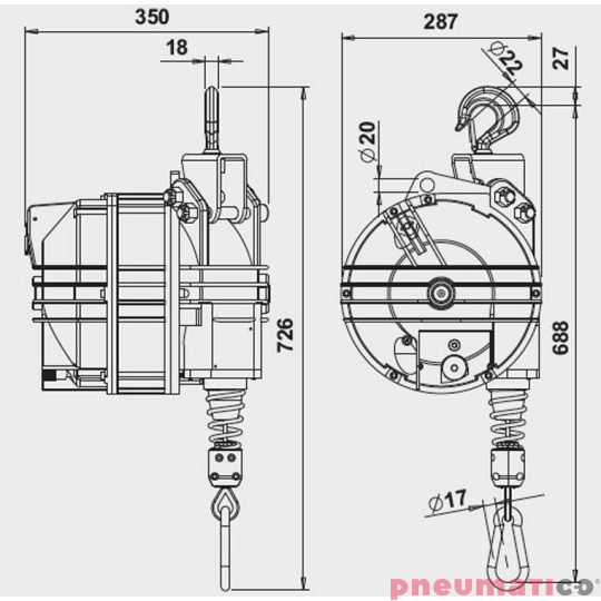 Balanser linkowy 9422 TECNA 100-120kg 2500mm