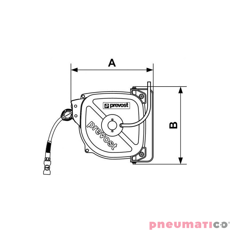Zwijadło stalowe z hamulcem do sprężonego powietrza 8x12mm G1/4M 1200cm PREVOST DRFB0812ES