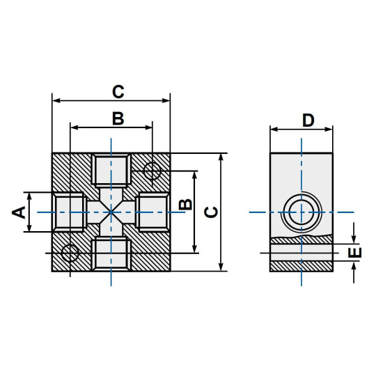 Kostka rozdzielająca aluminiowa krzyżowa PNEUMAX kolektor RIP4V1815 1/8” Kostka rozdzielająca aluminiowa krzyżowa PNEUMAX kolektor RIP4V1815 1/8”