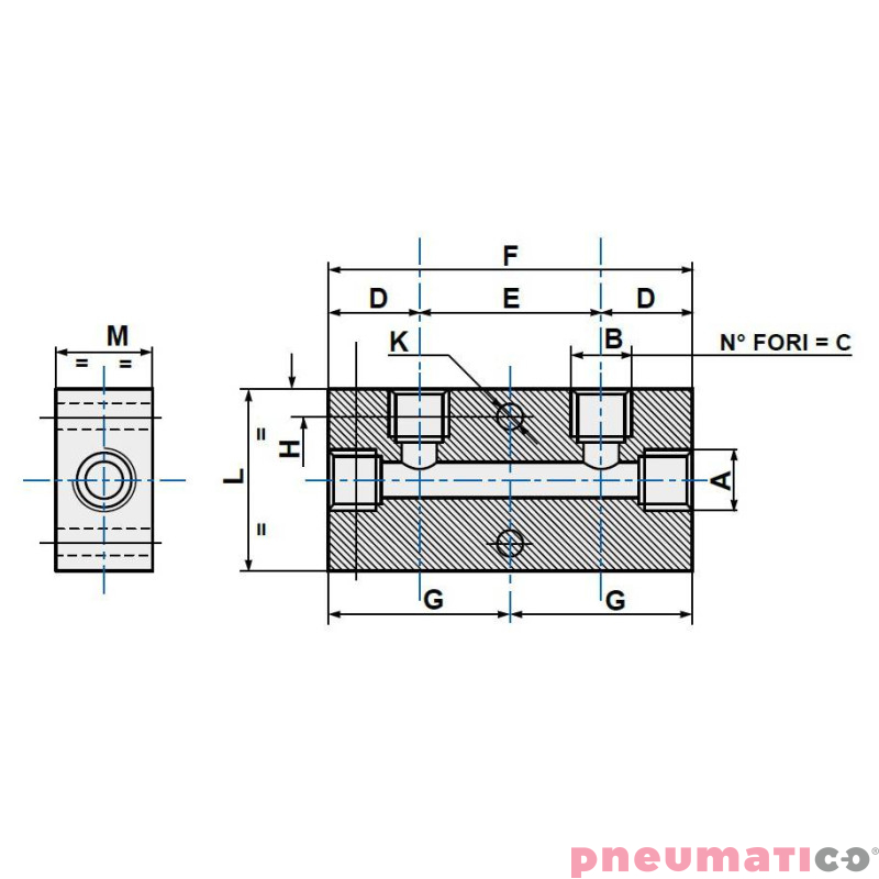 Listwa rozdzielająca aluminiowa jednostronna PNEUMAX kolektor RIPUL1512 2-1/4” 2-1/8” Listwa rozdzielająca aluminiowa jednostronna PNEUMAX kolektor RIPUL1512 2-1/4” 2-1/8”