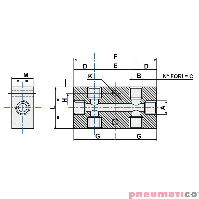 Listwa rozdzielająca aluminiowa obustronna PNEUMAX kolektor RIPUC15122 2-1/4” 4-1/8” Listwa rozdzielająca aluminiowa obustronna PNEUMAX kolektor RIPUC15122 2-1/4” 4-1/8”