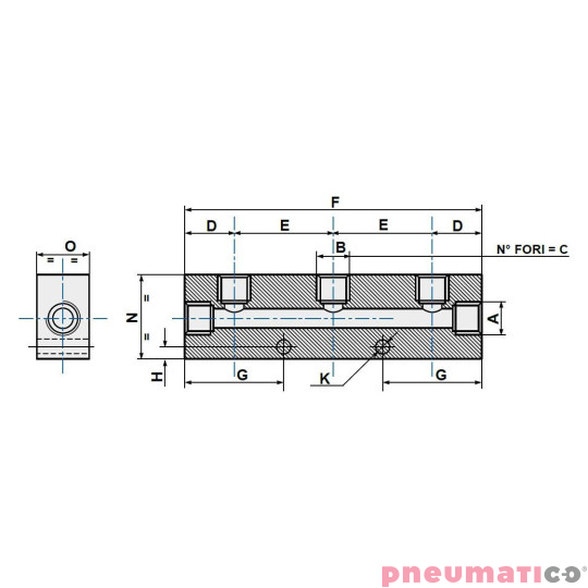 Listwa rozdzielająca aluminiowa jednostronna PNEUMAX kolektor RIPUL1512 2-1/4” 2-1/8” Listwa rozdzielająca aluminiowa jednostronna PNEUMAX kolektor RIPUL1512 2-1/4” 2-1/8”