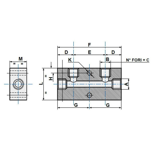 Listwa rozdzielająca aluminiowa jednostronna PNEUMAX kolektor RIPUL1512 2-1/4&rdquo; 2-1/8&rdquo;