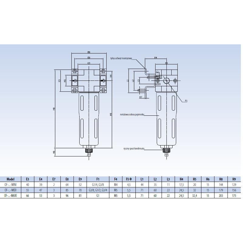 Filtr powietrza Rectus RQS OF-1/4-MINI